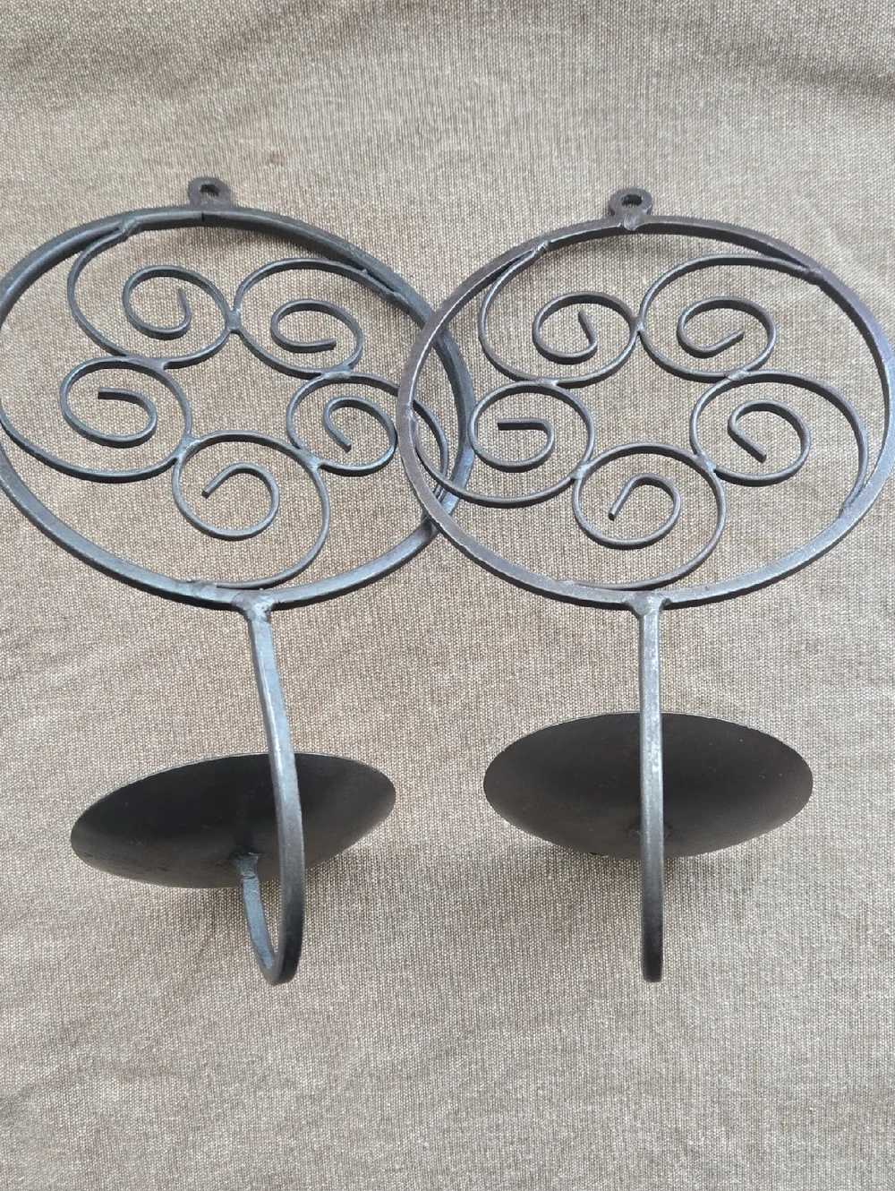 Decorative Metal Wall Sconce Pair in Bronze